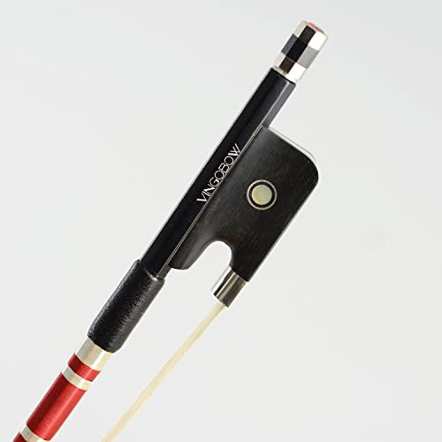 Archet en fibre de carbone pour violoncelle 4/4 avec pierres brillantes, fil rouge