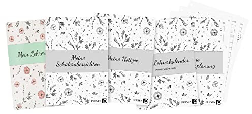 Mein Lehrerkalender immerwährend - Handlettering Set, DIN A4 Lehrerkalender undatiert für alle Klassenstufen, inkl. Blattsammlungen und Ordner
