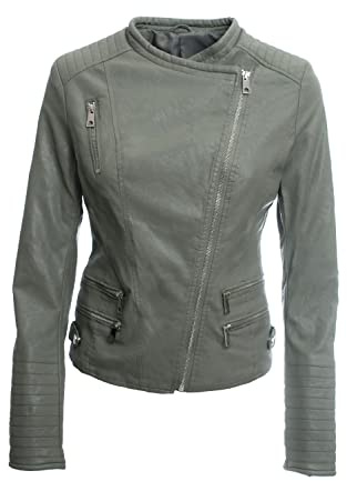 JOPHY & CO. Giacca Corta Biker Donna Ecopelle con Tasche Anteriori e Laterali (cod. 33108)