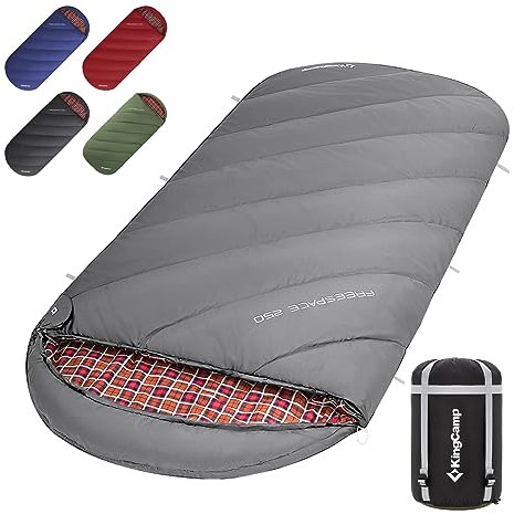 KingCamp Schlafsack,Schlafsack Winter, 4 Jahreszeiten Deckenschlafsacke Übergröße Baumwoll Flanell für Erwachsene Outdoor und Camping, Warm leicht,drinnen und draußen, (Grau)