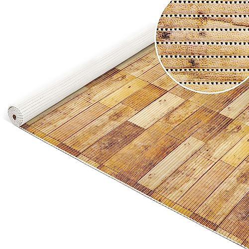 ANRO Badematte Weichschaummatte Bad- und Duschvorleger Antirutsch Badläufer Holz Diele Braun 240x130cm