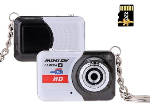 Andoer X6 Mini - Compact Keychain Camera with 32GB TF Card, Kids' Video Camera, Grey