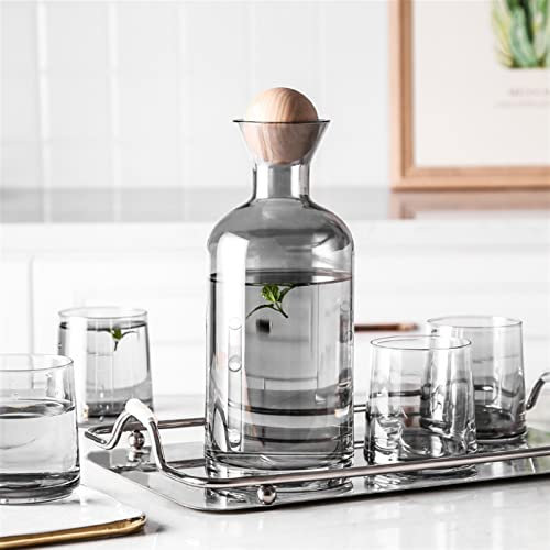 MOOWI Wasserkrug aus Glas Obst-Teekannen-Set 1.2L Wasserkocher Bernstein Borosilikat-Glas-Tee-Topf mit 4 Tassen hitzebeständige Glasflasche Wasserkrug Kalter Wasserkocher (Color : B)