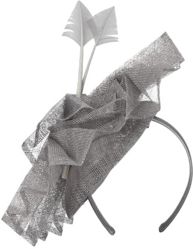 McBURN Mialona Fascinator Anlasshut Haarschmuck Damen - Made in Italy Kopfschmuck Sommer Frühling-Sommer - One Size grau