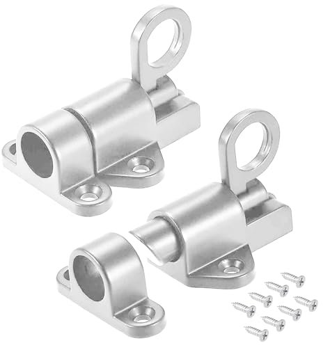 Serratura automatica per porta, 2 pezzi, serratura a molla automatica, chiusura automatica a molla con viti per finestre, ante dell'armadio, porte del balcone, porte in legno (argento)