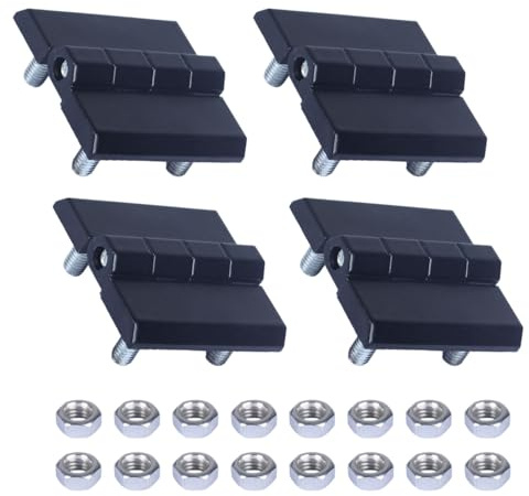 JIQI Lot de 4 charnières de porte noires avec goujon et écrous en alliage de zinc, 40 x 40 mm, conçues pour les boîtes de distribution électrique