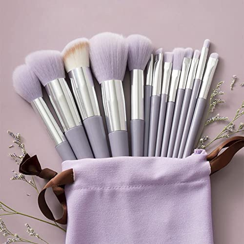 Makeup Brush Set - 13-Piece Soft Fluffy Brushes for Face Powder, Concealer, and More. Perfect for Beginners & Makeup Lovers (Purple)
