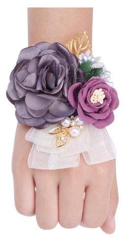 Qiantull Braut Handgelenk Blume Hochzeit Perlen Blumen Armband Accessoires | Braut Brautjungfer Blumenarmband, Blumenschmuck Handgelenk Accessoires für Hochzeit, Tanz, Abschlussballparty, Bankett