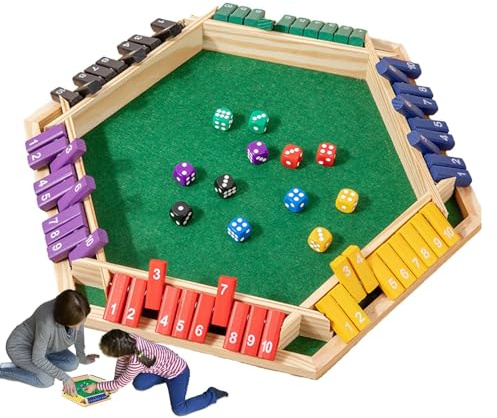 Shut The Box spel av trä, tärning trä brädspel, 6 spelare bordsspel, brädspel för underhållning för trädgårdsfester, möten, skola, resor, tonåringar, vuxna och barn