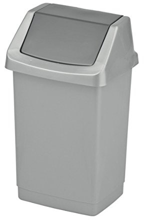 Curver Click-It Mehrzweck-Abfallbehälter Korb aus Kunststoff Silber (9 L)