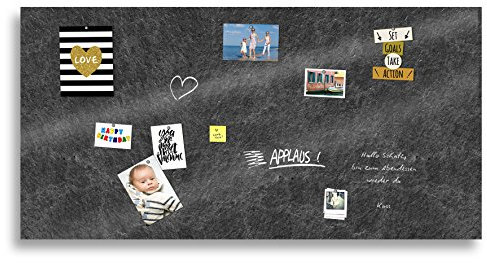 Cuadros Lifestyle Markerboard/Magnettafel/Whiteboard aus Acrylglas | Verschiedene Größen | Schieferoptik | inkl. Boardmarker und 10 Supermagneten, Größe:200x100 cm