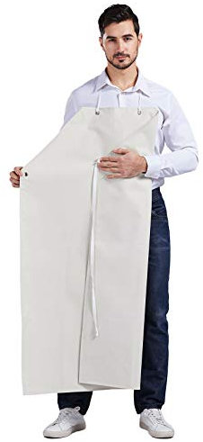 Nanxson Herren Dick Gummi wasserdicht Ölresistenz Schlachthaus Arbeitsuniformn Schürze CF3024 (Large, weiß)