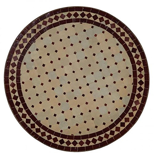 Casa Moro Mediterraner Gartentisch marokkanischer Mosaiktisch Ø 70 cm rund Bordeaux terrakotta mit Gestell Höhe 73 cm Kunsthandwerk aus Marrakesch | Dekorativer Bistrotisch Balkontisch MT2085