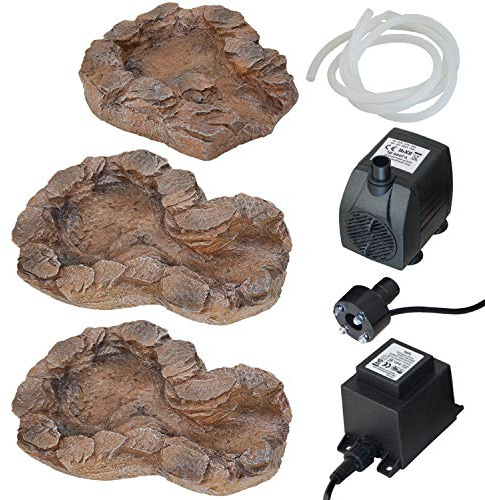 Gartenbrunnen Brunnen Bachlauf Quellbach II mit Led-Licht, 230v Zierbrunnen Vogelbad Wasserfall Gartenleuchte Teichpumpe - Springbrunnen Wasserspiel für Garten, Gartenteich, Terrasse, Teich