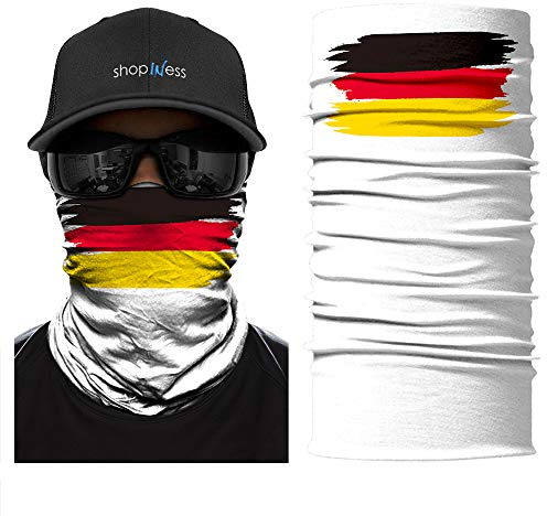 ShopINess Unisex Erwachsene Multifunktions Schlauchschal Halswärmer Neckwarmer Flaggen-Stil Fußball Weltmeisterschaft