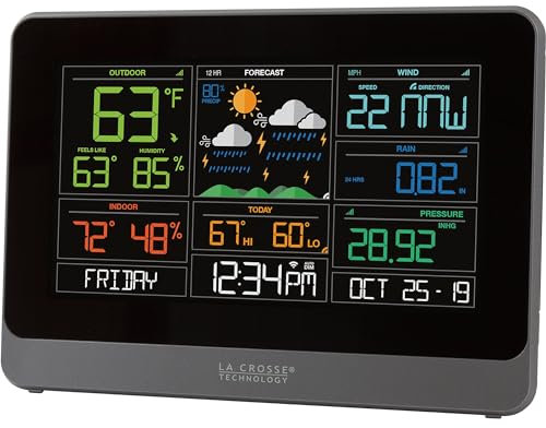La Crosse Technology C83100-INT Station Météo WiFi Professionnelle Noir