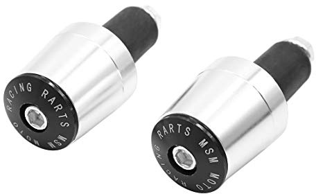 sourcing map 2pcs Motorcycle Handlebar Handle Grip End Cap Silver Tone | Aluminum Alloy, Long Lasting, Universal for Motorcycle Motorbike, Direct Replacement, 1 Pair