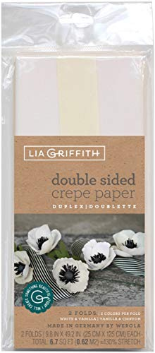 Lia Griffith LG11026 Krepppapier, doppelseitig, Weiß / Vanille, 2 Stück