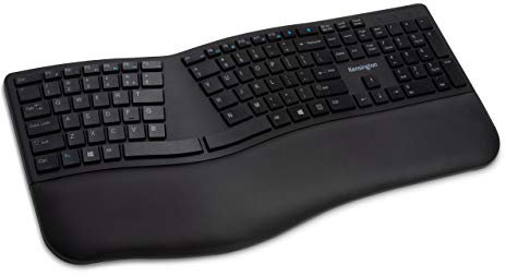 Kensington Pro Fit Ergo Wireless Keyboard, US QWERTY Layout, Dual 2.4GHz and Bluetooth 4.2 Technology, Compatible with Chrome OS, MacOS and Windows, K75401WW, black