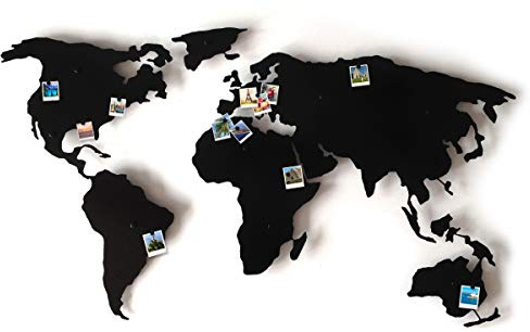 Decorizzly Mappa del mondo in metallo, decorazione da parete, 120 cm x 65 cm, moderna e unica, decorazione da parete, decorazione domestica, mappa del mondo magnetica (carta 3D)