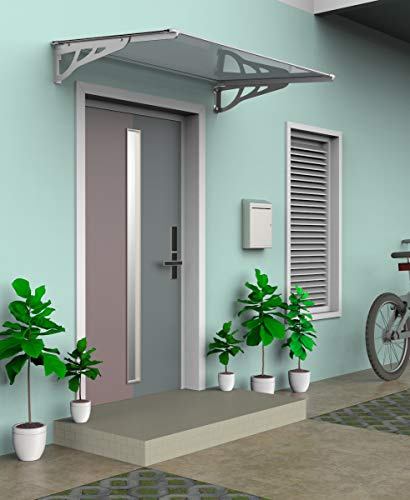 SCHARTEC Aluminium-Vordach als Haustürvordach in 100, 120 oder 150 cm | schützt auch bei extremen Wetterlagen Vordach für Haustür Überdachung | Aluminium Polycarbonat | Größe wählen