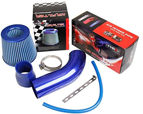 CarBole Filtre d'admission d'air Froid,Filtre à air Sport Universel Refroidissement à Air Kit,Filtre d'entrée d'air de Voiture Système pour Voiture (Bleu)