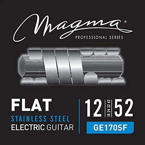 Magma - 1 Juego de Cuerdas para Guitarra Eléctrica de Acero Inoxidable FLAT – Tensión Medio pesado 3ra extra (12, 15, 24, 32, 42, 52) – GE170SF