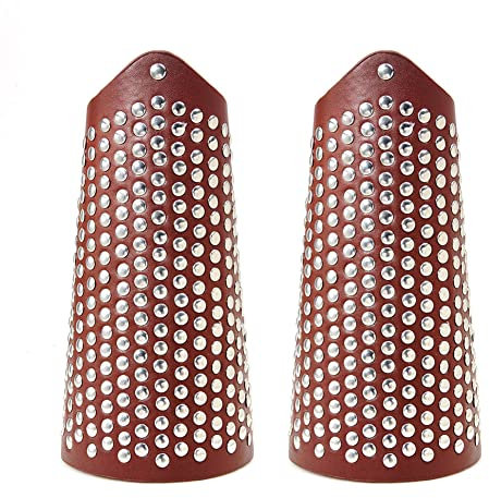 YYDSR Breite Lederarmschienen Für Herren Mittelalterliche Stulpen Armband Punk Armmanschette Renaissance Kostümzubehör,Braun