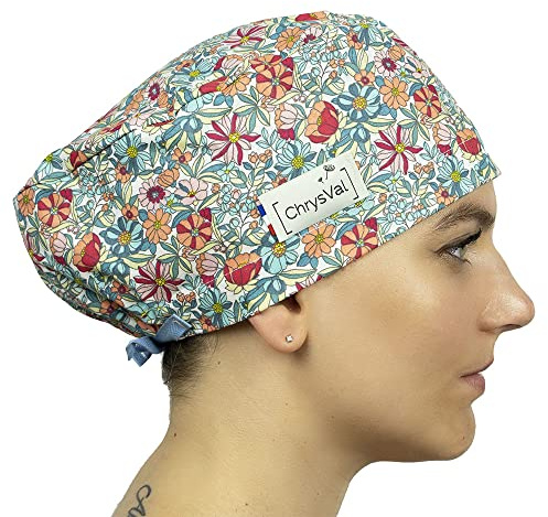CHRYSVAL - Calot Couvrant liberty - Bonnet Chirugical Ou Calot Cuisine Unisexe 100% Coton Oeko-Tex - Réglable Avec Fermetures À Glissières