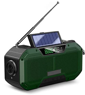 Portable Radio Digital Radio Fm Radio Solar Hand-Crank Power Generation Radio Outdoor Emergency Radio 5000mah Large-Capacity Radio Green