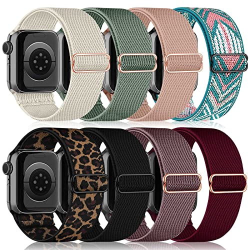 chinbersky 8 pack kompatibla Apple Watch-band 42 mm, 44 mm, 45 mm, 46 mm, 49 mm, elastiskt nylonsportband för Apple Watch Ultra/iWatch Series 11 10 9 8 SE 7 6 5 4 3 2 1