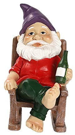 HAMAGI Lustiger Gartenzwerg | Märchenzwerge Gartenfiguren - Kunstharz-Figur für den Innen- und Außenbereich, Hausgarten, Terrasse, Hof, Rasen