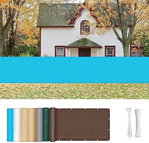 Balkon Sichtschutz Balkonabdeckung 145 x 450 cm Wind HDPE UV-Schutz Balkon Sichtschutz Balkonbespannung mit Kabelbinder Ohne Bohren für Balkongeländer Garten, Blau