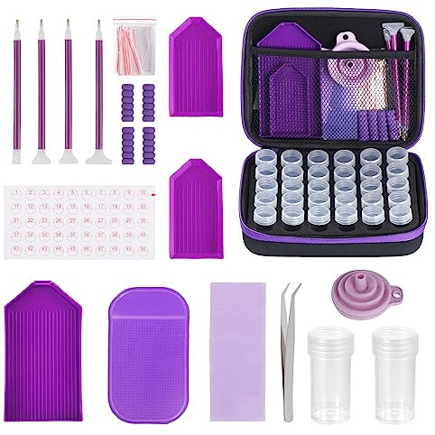 KEESIN Set di 30 scatole di Accessori per Diamond Painting Box per Diamond Painting 5D, Set di Accessori per Diamond Painting 5D (Viola)