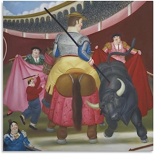 LVTFCO Famosos Carteles e Impresiones de Fernando Botero 《 Corrida de toros 》 Arte de Pared Fernando Botero Pintura Lienzo para el hogar Arte de la Pared Decoración Imagen 50x50cmx1 sin Marco