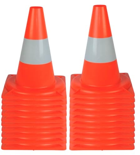 20er Set Verkehrskegel Reflektierend Orange – Warnkegel HDPE 30 cm – Pylone für Straßen- und Parkplatzsicherung