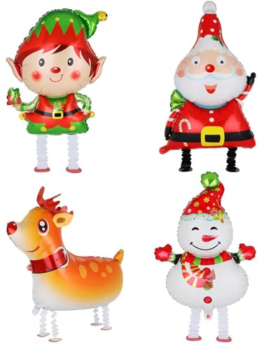 Weihnachten Walking Folienballons Weihnachtsmann Schneemann Rentiere Elfen Airwalker Luftballons Christmas Air Walker Party Deko