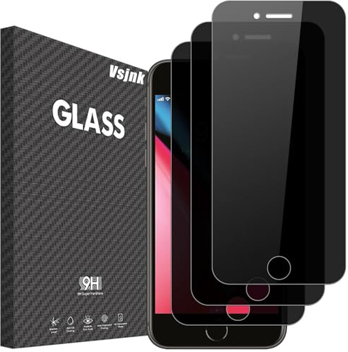 Vsjnk Sichtschutz fur iPhone 7/8,iPhone SE 3 2022/ SE 2 2020 mit 3 Stück Anti-Spähen Privatsphäre Panzer Schutz Glas Folie 9H Härte Tempered Glass HD Displayschutzfolie,kompatible mit iPhone 8/7