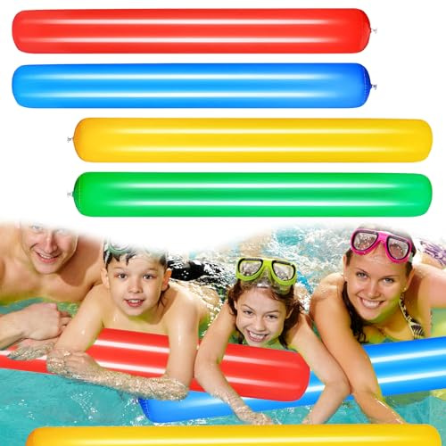 4 Stück Schwimmnudel Poolnudel, 105CM Aufblasbare Schwimmbadnude für Pool