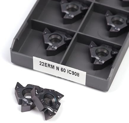 Insert fileté en carbure 22ER N60 N55 IC908 22IR N55 N60 IC907, revêtement de qualité PVD, outil de tour CNC, outil de tournage de filetage de lame, 10 pièces(22IR N60 IC908)