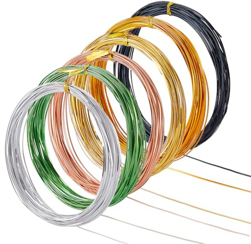 BENECREAT 196Ft/60M 6 Farben Flacher Aluminiumdraht, 0.5x1mm Mehrfarbiger Cloisonné-Emailledraht Für Die Herstellung von DIY-Schmuckstücken, Drahtiges Emaille-Handwerk, 10m/Rolle