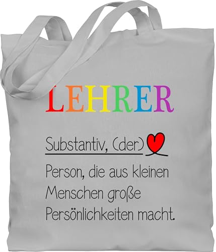 Shirtracer Baumwolltasche - Taschen - Lehrer Definition | Abschiedsgeschenk Lehrer | Geschenk für Lehrer zum Abschied | Coole Lehrer Geschenke | Lehrer Geschenke - Unisize - Hellgrau - jutebeutel