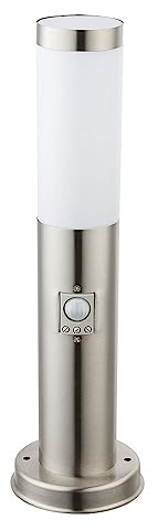LED Außenleuchte Sockellampe Edelstahl silber Gartenleuchte Bewegungsmelder Wegelampe Terrassenleuchte Stehlampe, 11W 1055lm 3000K, DxH 7,8x45