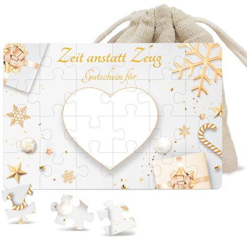 Luckeey Gutschein Puzzle 24-teilig | Zeit statt Zeug Gutscheine zum Selber Ausfüllen | Gutschein Verpackung, Gutscheinkarte, Geburtstagskarte, Gutscheine Weihnachten | Geschenke für Frauen Männer