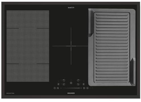 Oranier Induktionskochfeld 80 cm FLI580 - Flächen-Induktion-Kochfeld autark Brückenfunktion & Grillplatte gerillt & schwarzer Kochfeldrahmen