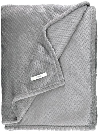Esprit Premium Kuscheldecke 150x200cm - Oeko-TEX Wohndecke Flauschig - Große Tagesdecke Microfaser - Weiche Sofadecke Fleecedecke - Decke XXL Grau