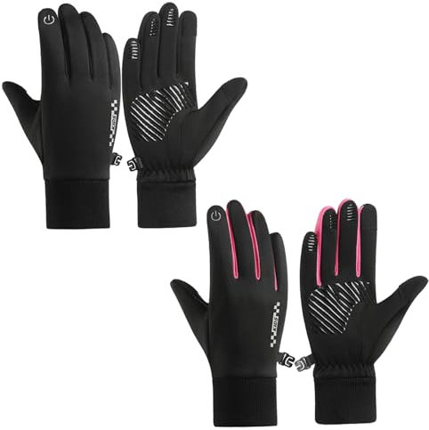 DKDDSSS 2 Paar Kinder Handschuhe Warme Winterhandschuhe für Outdoor Sport, Thermo Fleece Kinder Fahrradhandschuhe, Laufhandschuhe mit Anti-Rutsch Winddicht Touch Screen für Jungen Mädchen 4-12 Jahre