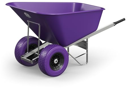 Agri Barrow Wheel Barrow 200 Litre Plastic Wheelbarrow with Puncture Proof Twin Fat Tyres, Purple – Ideal for Equestrians, Farmers, Gardeners, Stable Yards, and Heavy-Duty Use