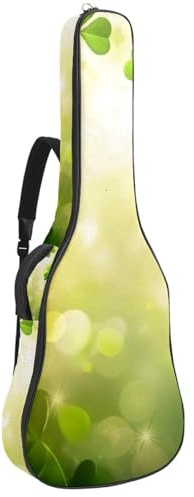 St. Patrick's Day Gitarrentasche, Motiv: grüne Biergläser mit Kleeblättern, gepolsterte Tasche für Akustikgitarre, Rucksack mit verstellbaren Schultergurttaschen, Mehrfarbig 04, 42.9x16.9x4.7 in,