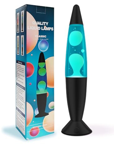 Soarling Bulb Liquid Motion Lamp, Relaxing Liquid Lamp Light, Night Light Nightlight, Mood Lights for Bedroom Living Room Office, Lamps for Adults Kids Gift (13.5, Blue Liquid with White Wax)